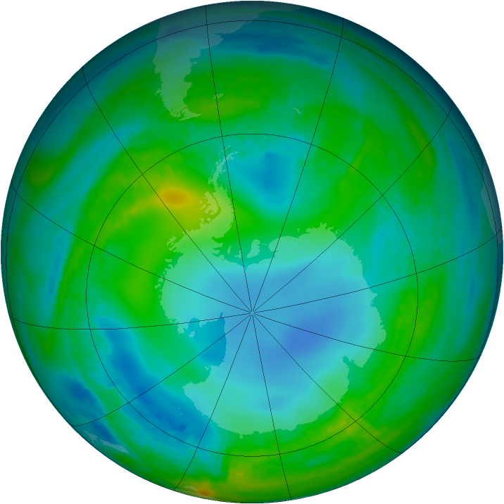 Antarctic ozone map for 22 May 1989